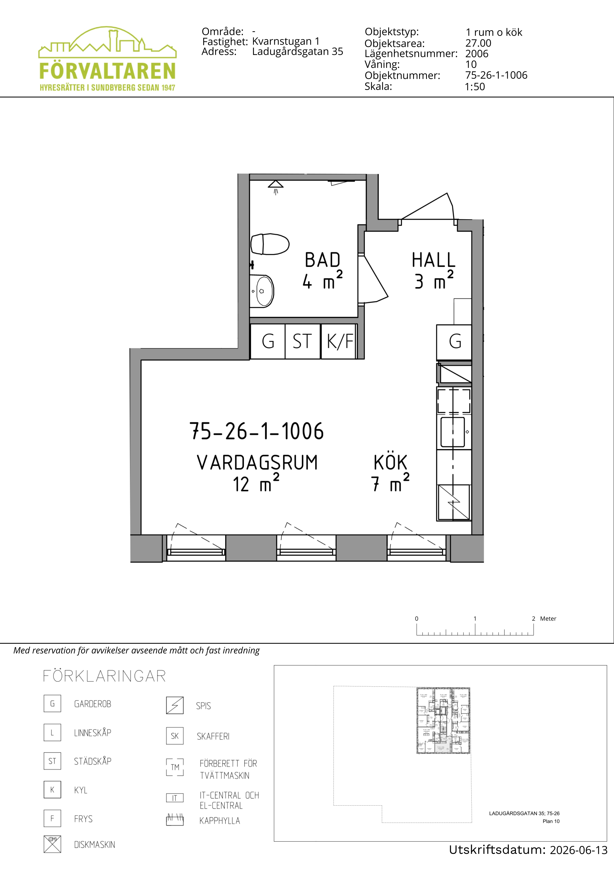 Planritning för objektet